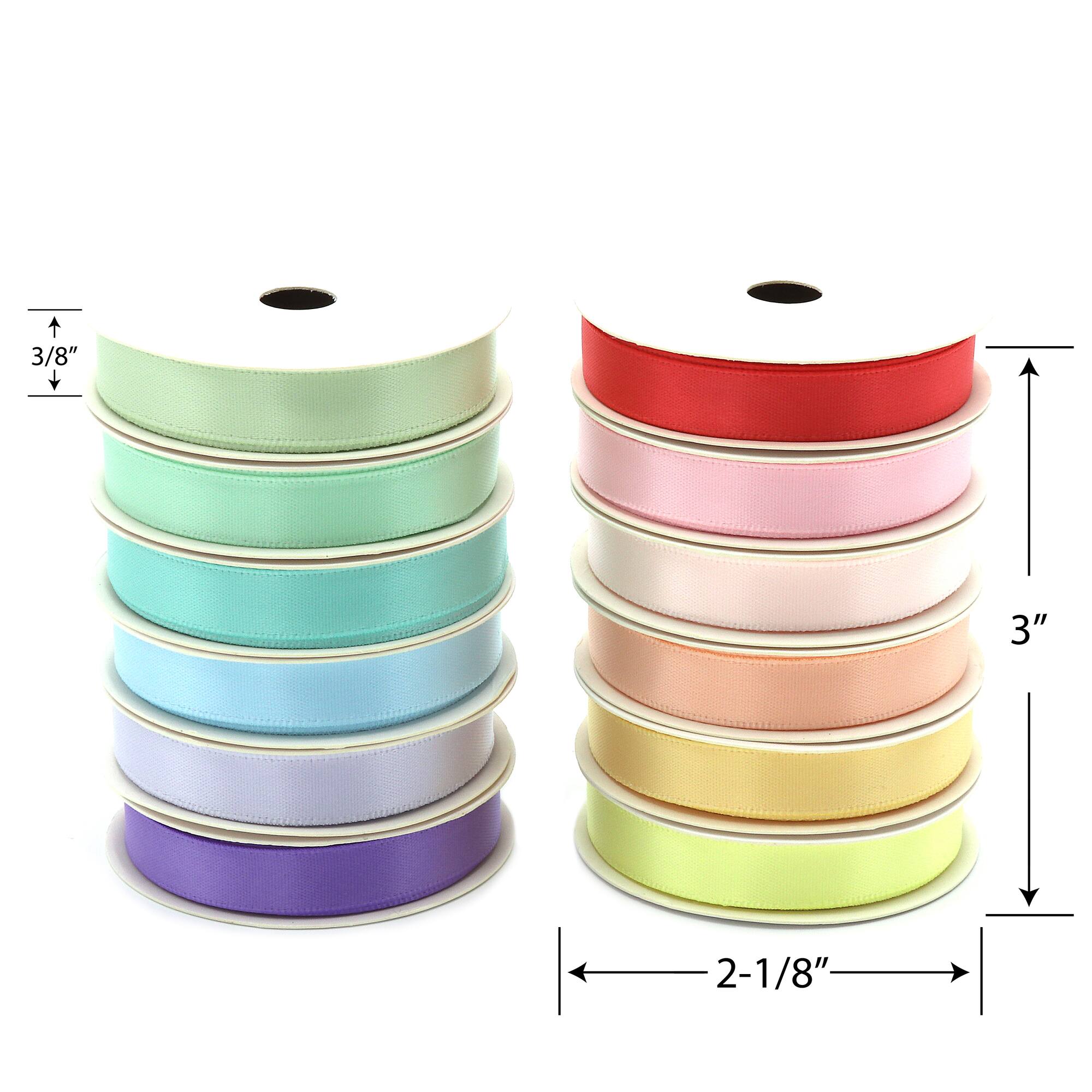 Gwen Studios 3/8" x 3yd. Pastels Single Faced Satin Ribbon Pack, 12ct.
